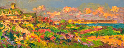 CAT# 3142  The Surf Hotel - Block Island  oil	6 x 14  Leif Nilsson autumn 2011	© 