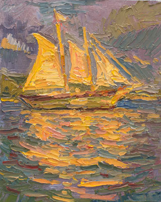 The Mary E Under Sail 