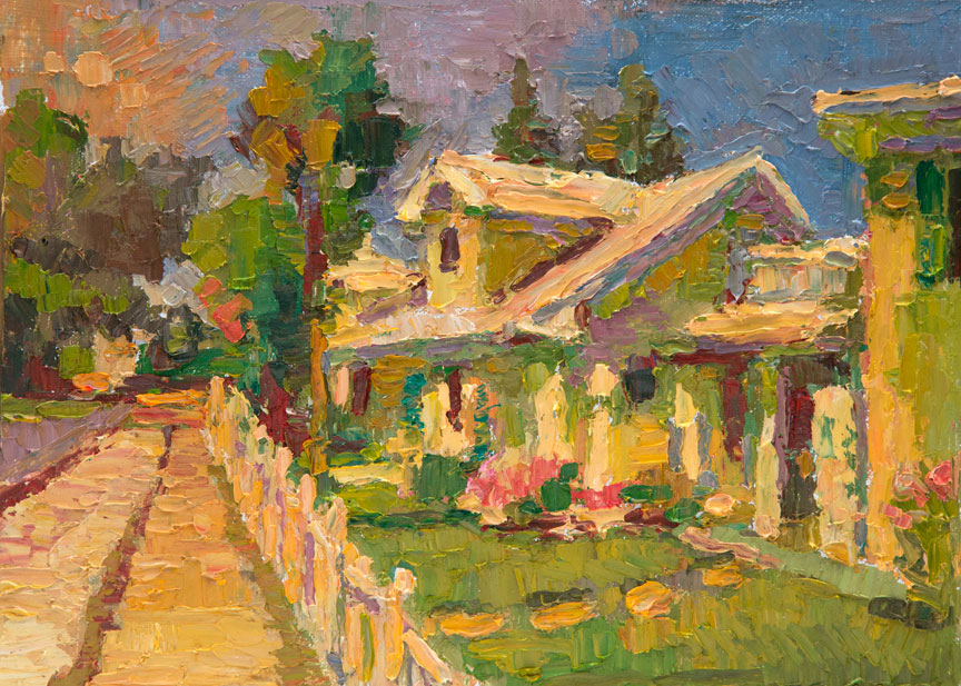  CAT# 3302 Oak Street, Anna Maria Island, Florida  oil 9 x 12 inches Leif Nilsson Spring 2015 ©