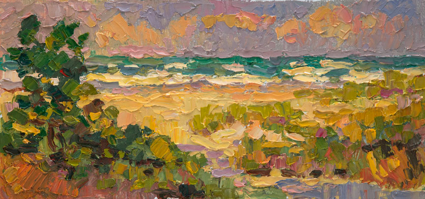  CAT# 3304 Oak Street Beach Surf, Anna Maria Island, Florida  oil 6 x 12 inches Leif Nilsson Spring 2015 ©