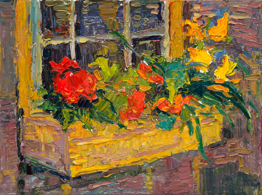 CAT# 3319  Windowbox  oil	9 x 12  Leif Nilsson summer 2015	© 