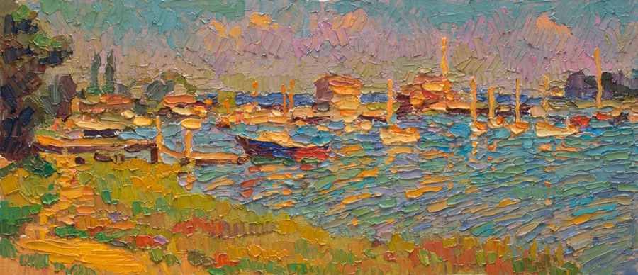    CAT# 3338  Deering Harbour, NY  oil	8 x 18  Leif Nilsson summer 2015	©
