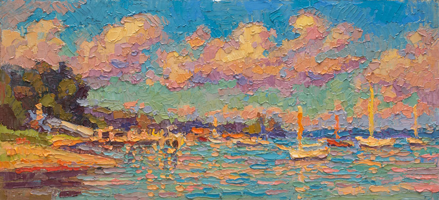 CAT# 3339 Deering Harbour, NY oil 8 x 18 Leif Nilsson summer 2015 ©