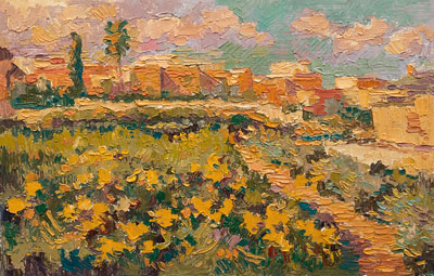 CAT# 3433 Fava Bean Fields - Gharb, Gozo, Malta  oil	12 x 18	inches Leif Nilsson spring 2017	©