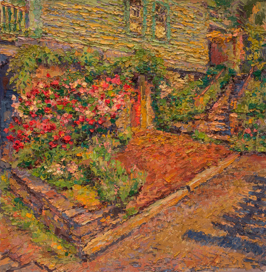 CAT# 3439  The Rose Garden - afternoon  oil	18 x 18 inches Leif Nilsson Spring 2017	© 