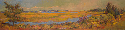 CAT# 3474  Meigs Point - Hammonasset  oil	12 x 48	inches Leif Nilsson Autumn 2017	©