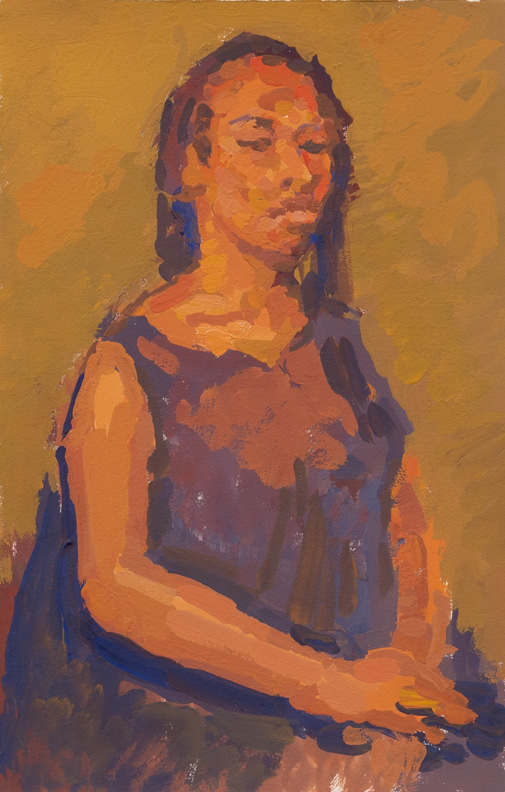 CAT# 3481.8 Portrait of a Young Woman gouache 11 x 7 inches Leif Nilsson winter 2017 ©