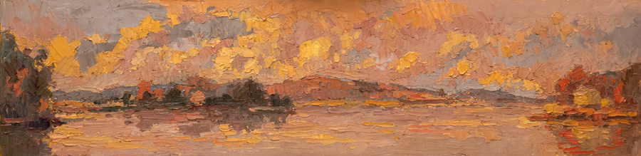 CAT# 3491  Hamburg Cove  oil	6 x 24  Leif Nilsson autumn 2017	© 