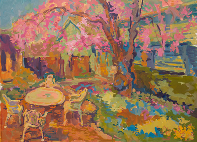 CAT# 3506  Backyard Garden  gouache	22 x 30 inches Leif Nilsson spring 2018	© 