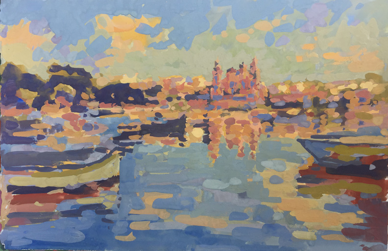 CAT# 3554  Malta  gouache	11 x 7 inches  Leif Nilsson spring 2018	© 