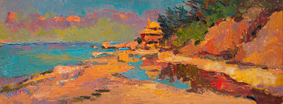 CAT# 3575  Reeves Beach, Long Island, NY  oil	9 x 24 inches Leif Nilsson summer 2018©