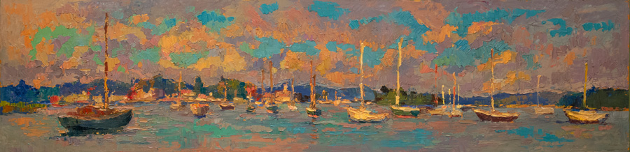 CAT# 3582 Essex Harbour - autumn afternoon oil 12 x 48 inches Leif Nilsson autumn 2018 ©