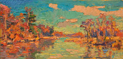   CAT#3597 Seldens Creek - autumn afternoon oil 6 x 12 inches Leif Nilsson autumn 2018	© 