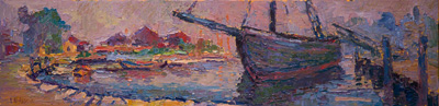 CAT# 3611  The LA Dunton at Mystic Seaport  oil	6 x 24 inches  Leif Nilsson Spring 2019	©