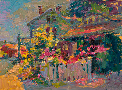 CAT# 3630-3  Flox Garden - afternoon  oil	9 x 12 inches  Leif Nilsson summer 2019	©