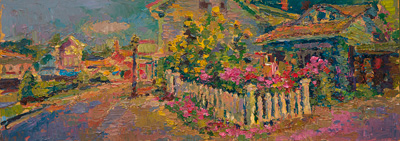 CAT# 3630-3  Flox Garden - afternoon  oil	9 x 12 inches  Leif Nilsson summer 2019	©