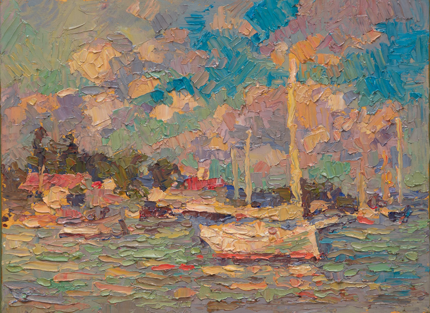 CAT# 3641 Essex with Catboat oil 9 x 12 inches Leif Nilsson summer 2020 ©