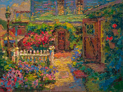 CAT# 3657  Rose Garden - high noon  oil	9 x 12 inches  Leif Nilsson spring 2021	© 