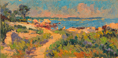 CAT# 3682 Hatchetts Point  oil	6 x 12 inches  Leif Nilsson summer 2021	© 