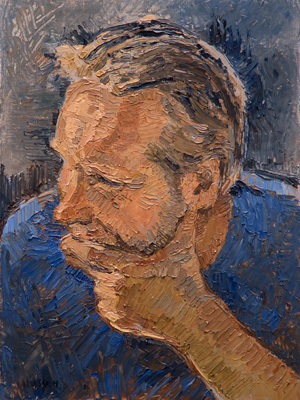 CAT# 3707  Portrait of Robert Knakal  oil	16 x 12 inches  Leif Nilsson winter 2022	© 