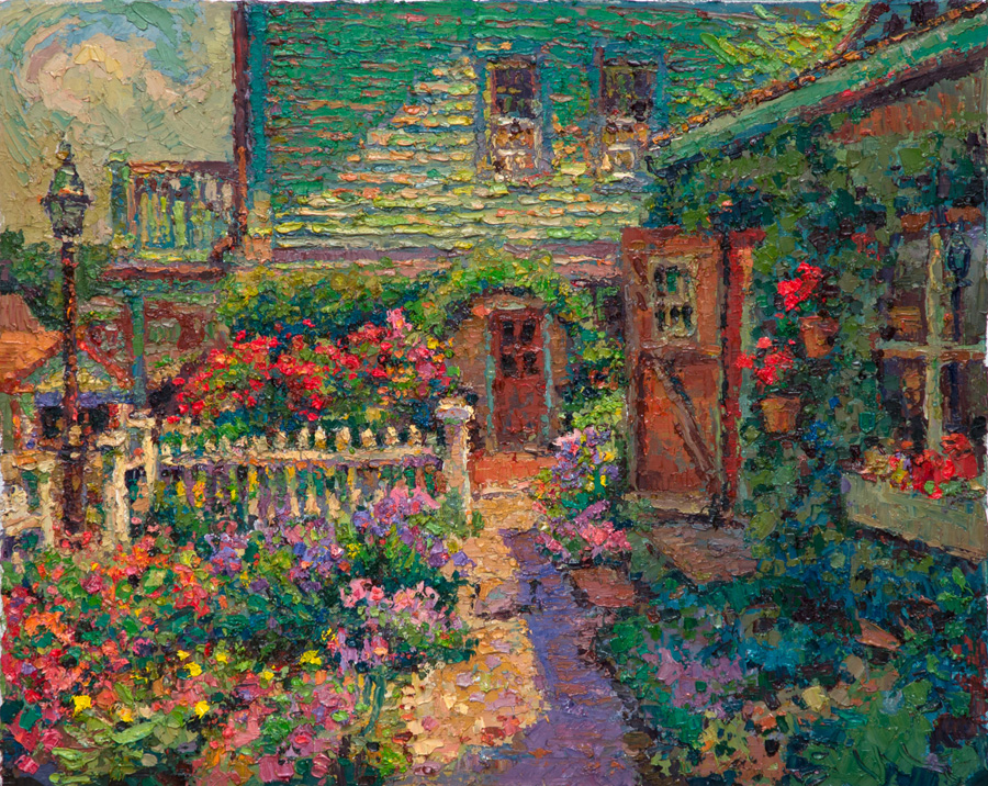 CAT# 3709  Rose Garden - high noon  oil	16 x 20	inches Leif Nilsson spring 2022	©