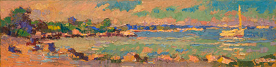 CAT# 3713  Spirit at Ram Island - I  oil	6 x 24	inches Leif Nilsson summer 2022	© 