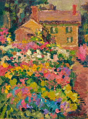 CAT# 3717  Florence Griswolds Garden  oil	12 x 9	inches Leif Nilsson summer 2022	©