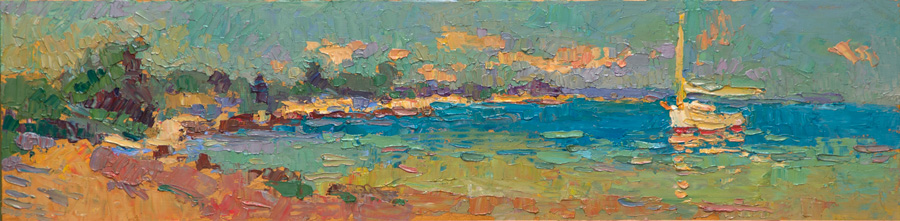 CAT# 3719  Spirit at Ram Island III  oil	6 x 24	inches Leif Nilsson summer 2022 ©