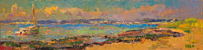 CAT# 3723 Ganesha at Napatree Point oil 6 x 24 inches Leif Nilsson summer 2022 ©