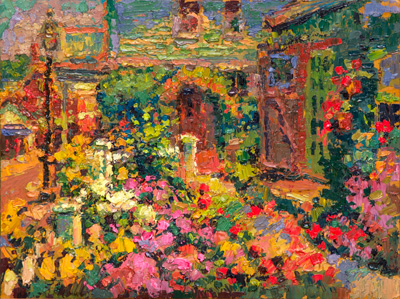 CAT# 3743  Dahlia Garden - Chester noon  oil	9 x 12 inches  Leif Nilsson summer 2022	©