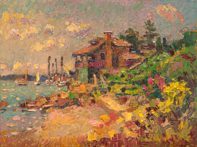 CAT# 3745 Noank Boat House oil 9 x 12 inches Leif Nilsson summer 2022 ©
