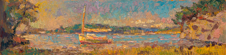CAT# 3753  Selden Cove Cliff with Ganesh  oil	6 x 24 inches  Leif Nilsson autumn 2022	&copy;