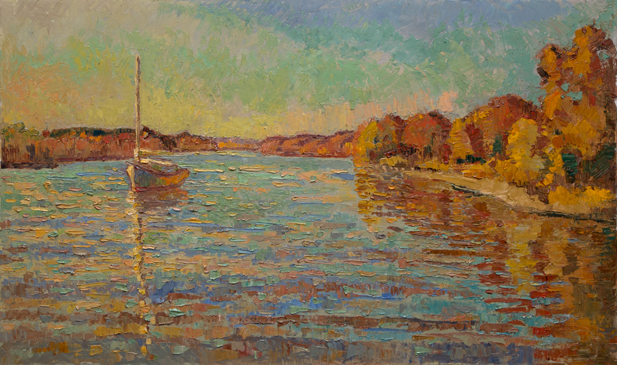 CAT# 3771 Ganesh on Seldens Cove oil 24 x 40 inches Leif Nilsson autumn 2022 ©