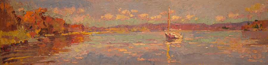 CAT# 3773  Ganesh at Deep River Landing  oil	12 x 48 inches  Leif Nilsson autumn 2022	© 