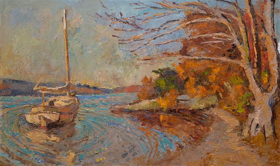 CAT# 3775 Ganesh at Swing Beach oil 24 x 40 inches Leif Nilsson autumn 2022 ©