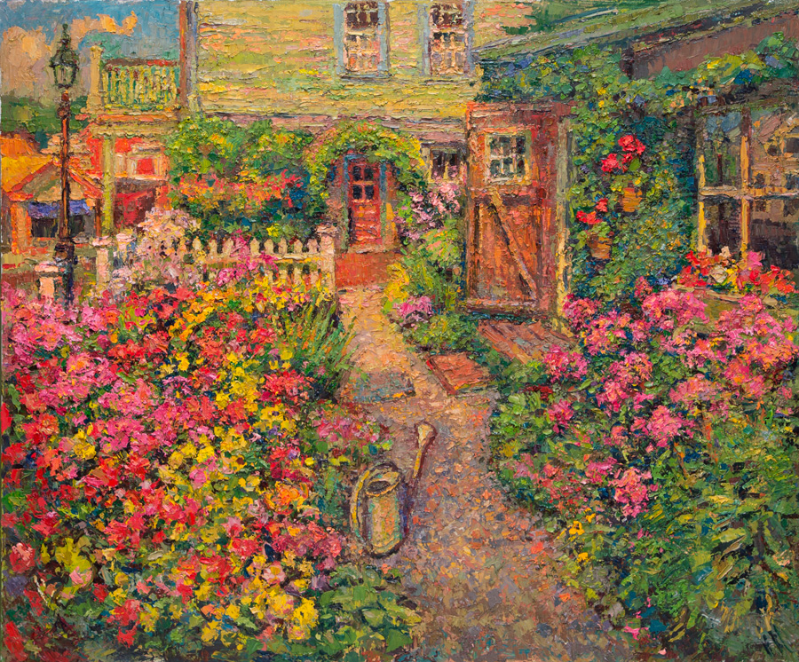 CAT# 3797  Studio Garden - afternoon  oil	30 x 36	inches Leif Nilsson spring 2023	&copy;