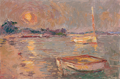 CAT# 3801 Ganesh at Ram Island - sunset oil 12 x 18 inches Leif Nilsson summer 2023 ©