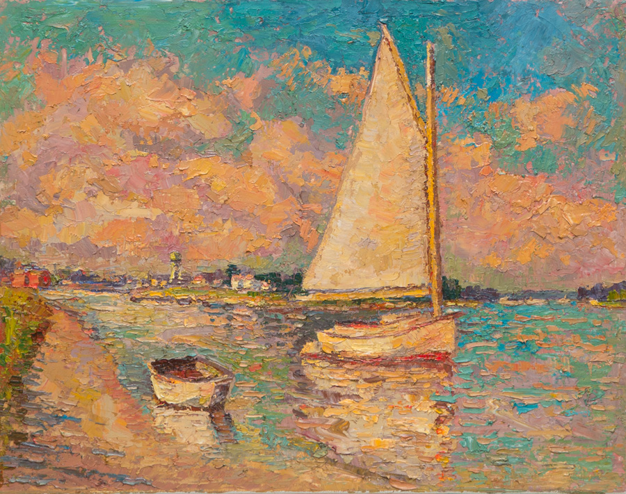 CAT# 3820 Ganesh at Sandy Point - full sail oil 16 x 20 inches Leif Nilsson summer 2023 ©