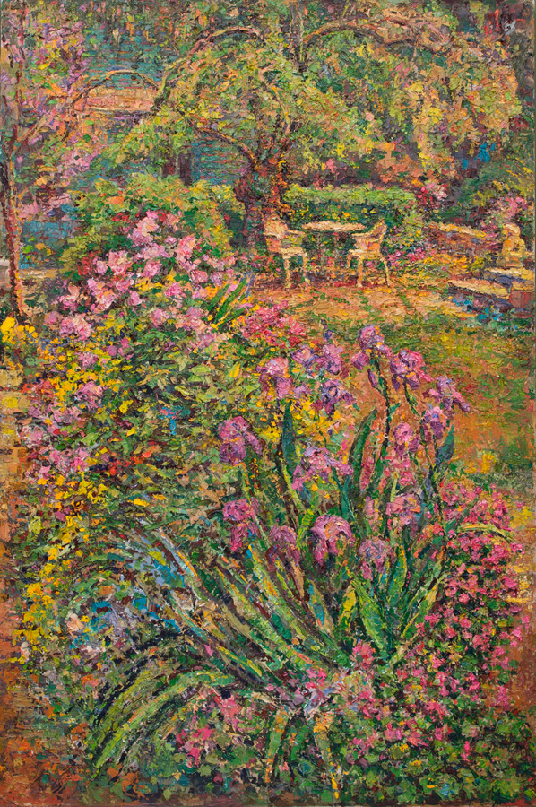 CAT# 3868  Iris Garden  oil	54 x 36 inches Leif Nilsson spring 2024	© 