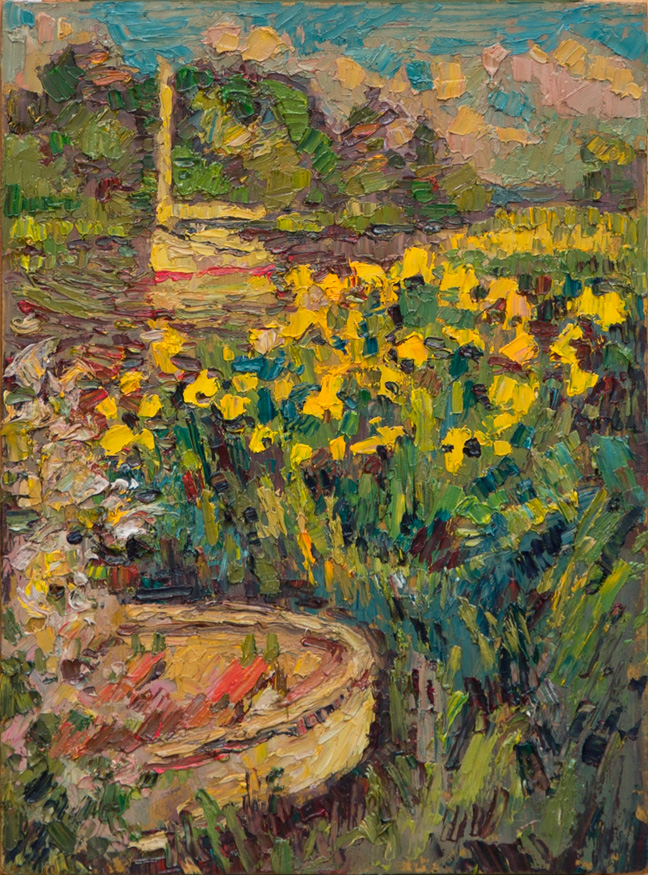 CAT# 3874  Seldens Creek with Iris  oil	12 x 9 inches Leif Nilsson spring 2024	©