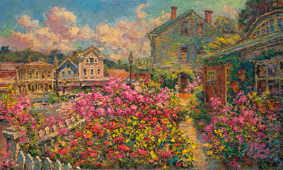 CAT# 3881  Phlox Garden  oil	24 x 40 inches Leif Nilsson summer 2024	© 