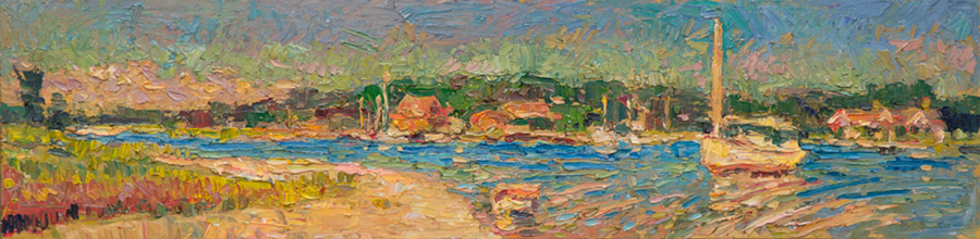 CAT# 3891 Three Mile Harbor, Long Island, NY oil	6 x 24	inches Leif Nilsson summer 2024 ©