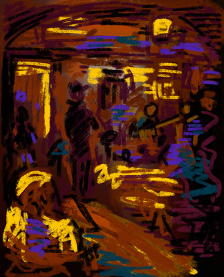 CAT# 3916 Jovial Crew at the Griswold Inn II energy	14 x 11 inches Leif Nilsson spring 2025	©