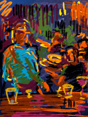 CAT# 3918 Chris Abbott Band at the Juke energy	9 x 12 inches Leif Nilsson spring 2025	©