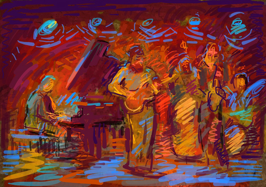 CAT# 3923 Acsent at the Side Door Jazz Club III energy	11 x 14 inches Leif Nilsson spring 2025	&copy;