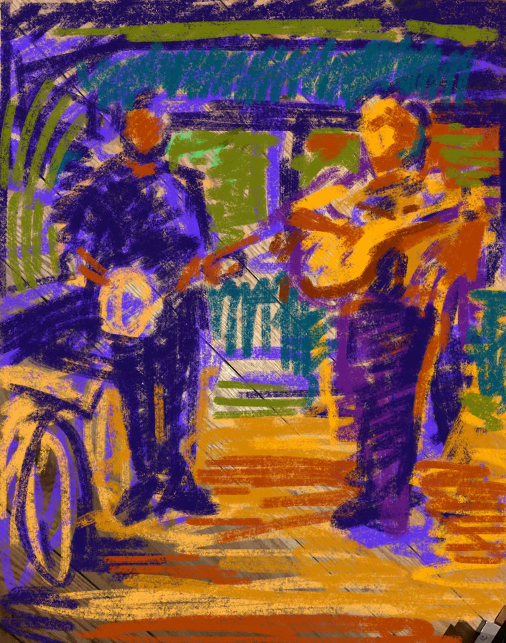 CAT# 3925 Mike and Ian at Little House Brewery II energy	14 x 11 inches Leif Nilsson spring 2025 &copy;