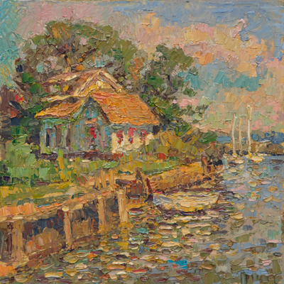 CAT# 3932 Middle Cove Essex - afternoon oil	12 x 12	inches  Leif Nilsson summer 2025	©