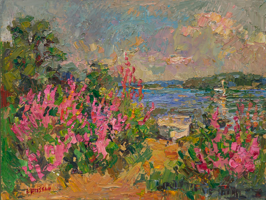 CAT# 3938 Eustasia Island Loosestrife - summer morning oil	12 x 16	inches Leif Nilsson summer 2025	©