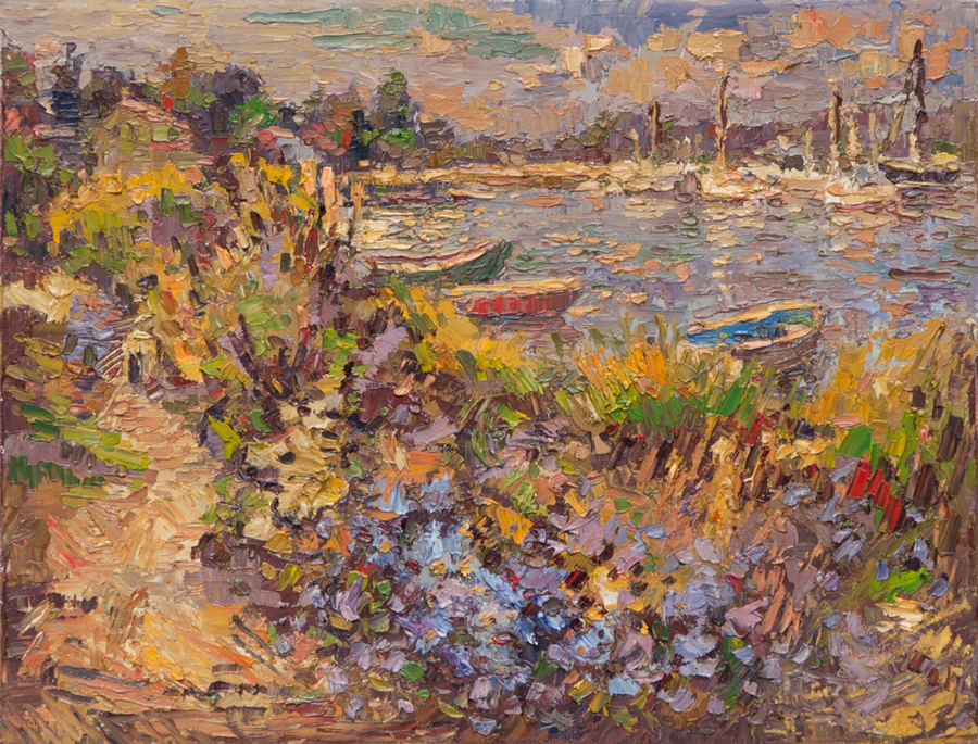 CAT# 3955 north Cove Clothes Line Yacht Club oil 12 x 16 inches Leif Nilsson autumn 2025 ©