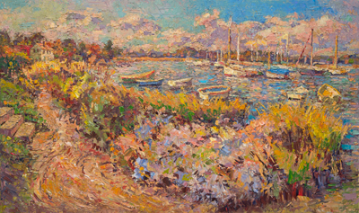 CAT# 3956 North Cove Clothes Line Yacht Club oil 12 x 16 inches Leif Nilsson autumn 2025 ©